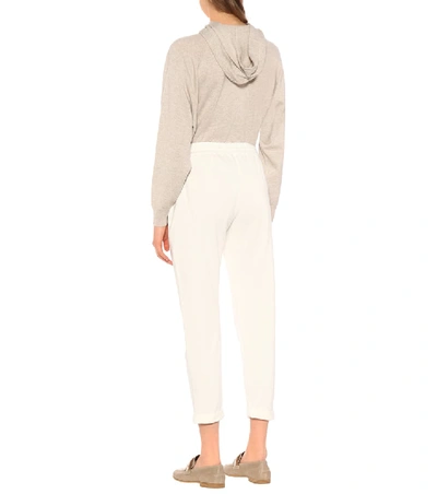 Shop Brunello Cucinelli Cotton-blend Cropped Pants In White