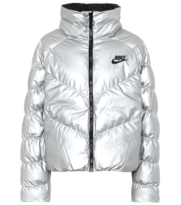 nike silver puffer jacket