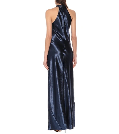 Shop Galvan Eve Satin Gown In Blue