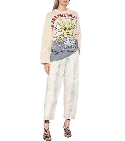 Shop Stella Mccartney Cotton And Linen Sweater In Beige