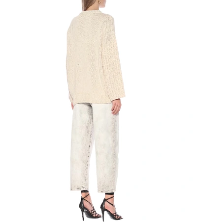 Shop Stella Mccartney Cotton And Linen Sweater In Beige