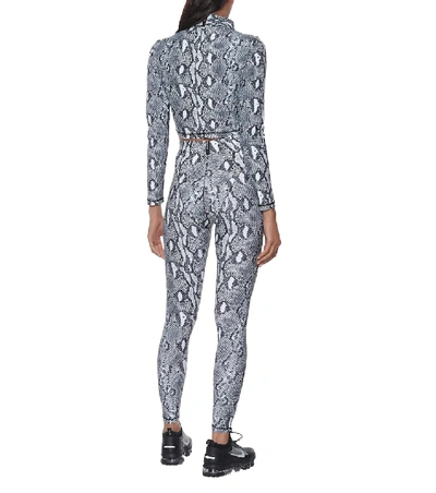 Shop Adam Selman Sport French Cut Snake-print Leggings In Grey