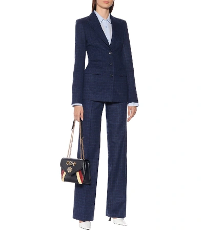 Shop Gabriela Hearst Olga Checked Wool-blend Blazer In Blue