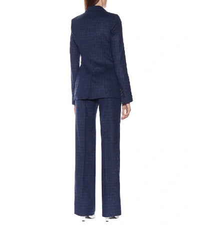 Shop Gabriela Hearst Olga Checked Wool-blend Blazer In Blue