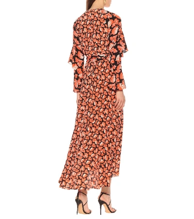Shop Diane Von Furstenberg Alice Floral Silk Wrap Dress In Orange