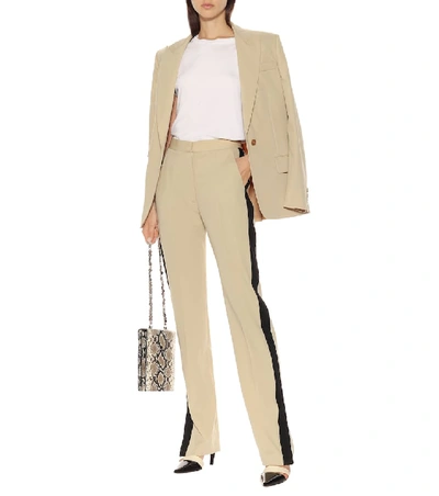 Shop Stella Mccartney High-rise Wool Straight Pants In Beige