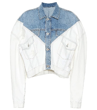 Shop Ben Taverniti Unravel Project Cropped Denim Jacket In White