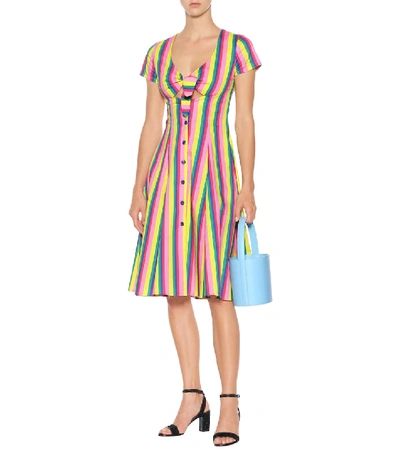 Shop Staud Alice Striped Poplin Dress In Multicoloured