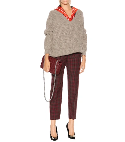 Shop Balenciaga Checked Wool Pants In Red