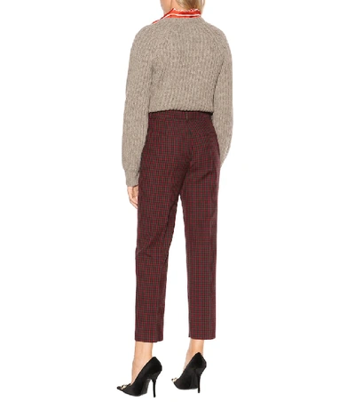 Shop Balenciaga Checked Wool Pants In Red