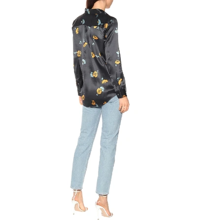 Shop Equipment Essential Floral Silk Shirt In Blue