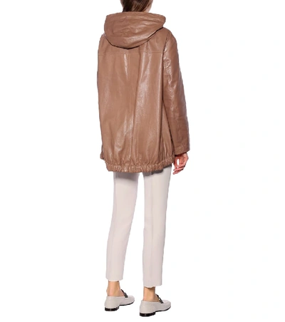 Shop Brunello Cucinelli Reversible Leather And Cotton Jacket In Brown