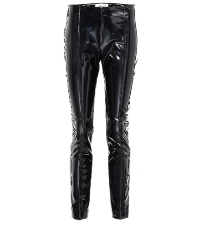Shop Valentino Vinyl Slim-fit Pants In Black