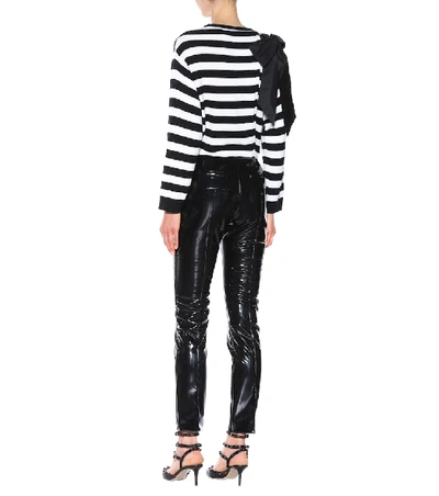 Shop Valentino Vinyl Slim-fit Pants In Black