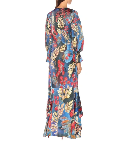 Shop Peter Pilotto Printed Stretch-silk Midi Dress In Multicoloured