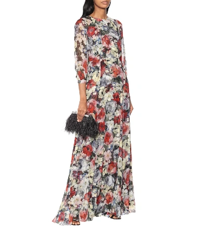 Shop Erdem Lamara Floral Silk-voile Gown In Multicoloured