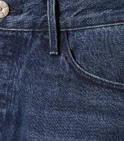 Shop 3x1 Straight Crop Fringe Jeans In Blue