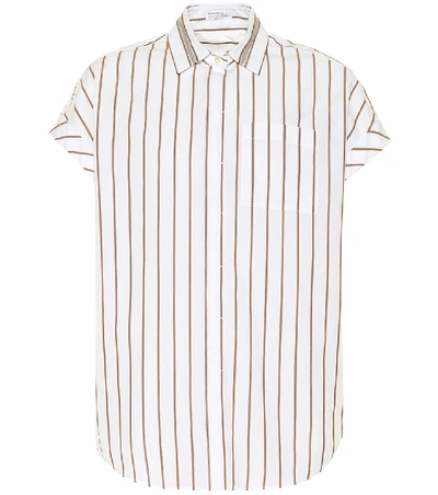 Shop Brunello Cucinelli Striped Cotton Shirt In White