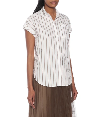 Shop Brunello Cucinelli Striped Cotton Shirt In White