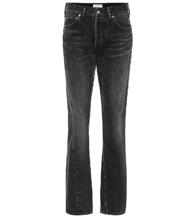 Shop Balenciaga High-rise Cotton Jeans In Black