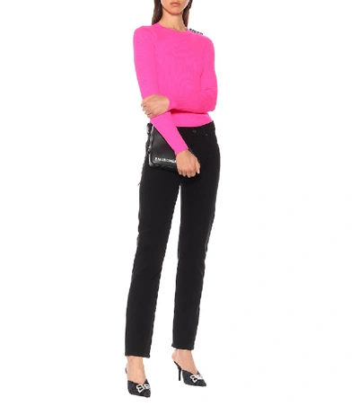 Shop Balenciaga Technical Ribbed-knit Top In Pink