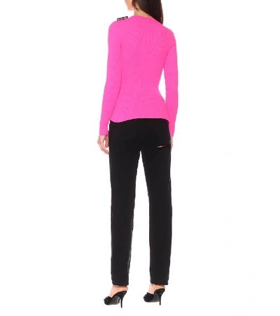 Shop Balenciaga Technical Ribbed-knit Top In Pink