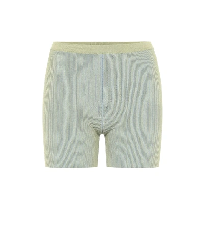 Shop Jacquemus Le Short Arancia Striped Knit Shorts In Green