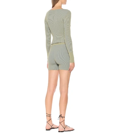 Shop Jacquemus Le Short Arancia Striped Knit Shorts In Green