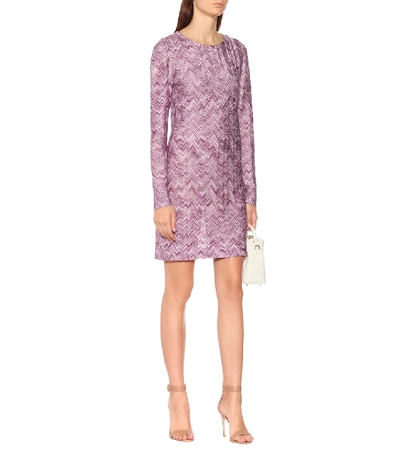 Shop Missoni Striped Knit Minidress In Purple