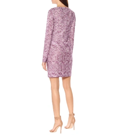 Shop Missoni Striped Knit Minidress In Purple