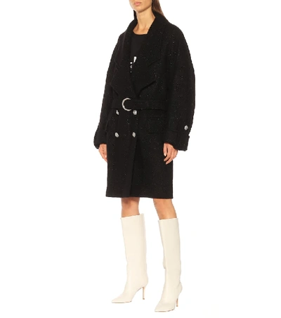 Shop Balmain Wool-blend Coat In Black