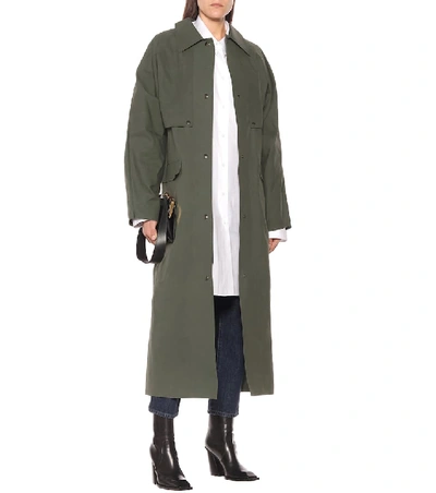 Shop Kassl Editions Waxed-cotton Coat In Green