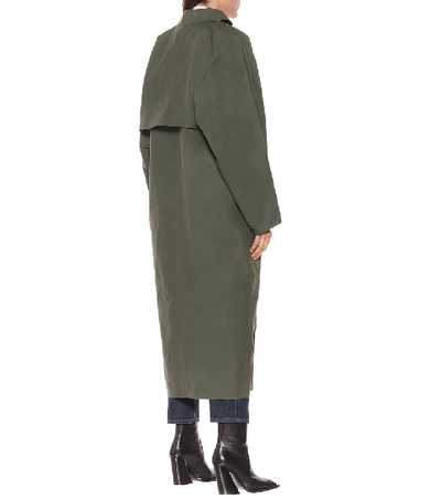 Shop Kassl Editions Waxed-cotton Coat In Green