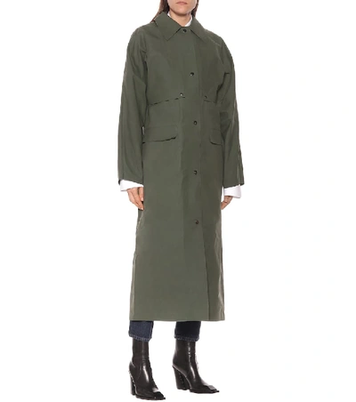 Shop Kassl Editions Waxed-cotton Coat In Green