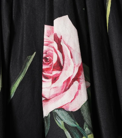 Shop Dolce & Gabbana Floral Cotton Minidress In Black