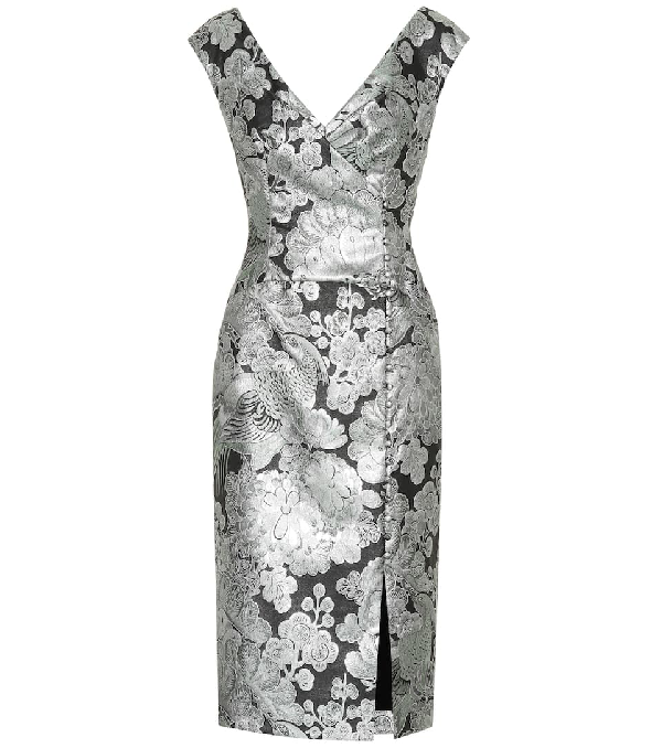 silver jacquard dress