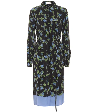 Shop Altuzarra Strada Floral Silk Shirt Dress In Black