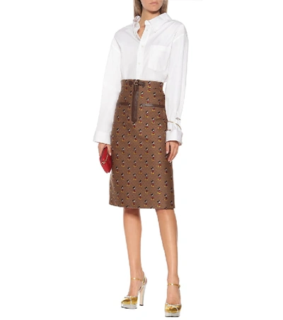 Shop Gucci X Disney® Gg Jacquard Midi Skirt In Beige