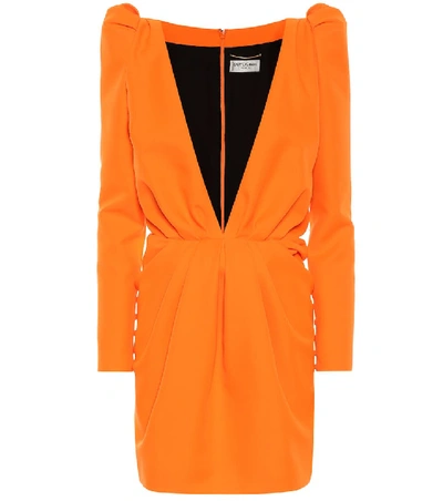 Shop Saint Laurent Gabardine Minidress In Orange