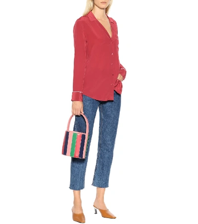 Shop Equipment Kiera Silk Pajama Shirt In Red