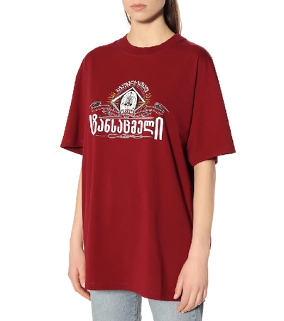 Shop Vetements Printed Cotton T-shirt In Red