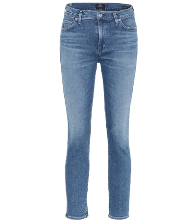 Shop Citizens Of Humanity Rocket Cropped Mid-rise Skinny Jeans In Blue