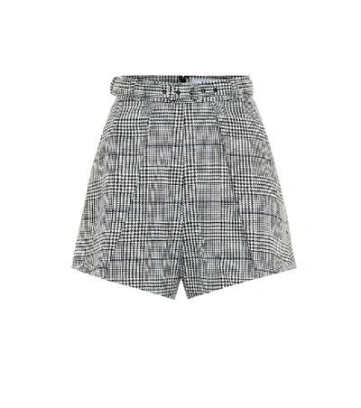 Shop Self-portrait Checked Shorts In Grey