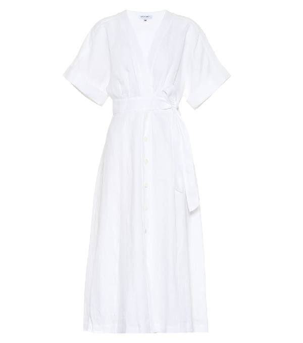 linen wrap midi dress