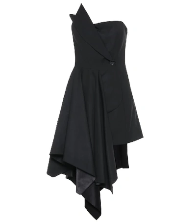 Shop Monse Asymmetric Stretch-wool Dress In Black