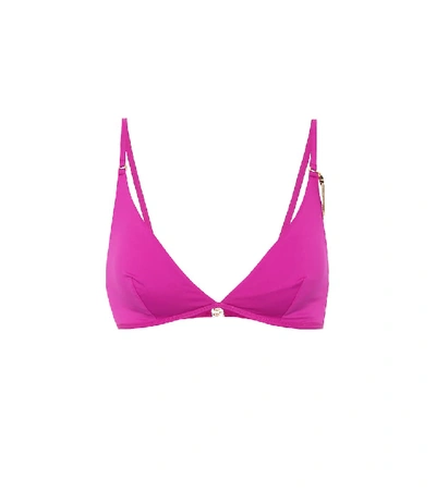 Shop Stella Mccartney Embellished Triangle Bikini Top In Pink