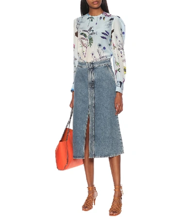 Shop Stella Mccartney Denim Midi Skirt In Blue