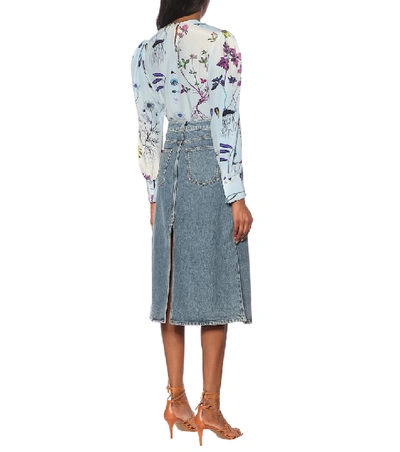 Shop Stella Mccartney Denim Midi Skirt In Blue