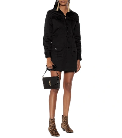 Shop Saint Laurent Cotton Minidress In Black