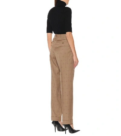 Shop Gucci Gg Striped Wool And Silk Pants In Beige